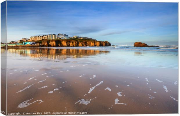 Early light at Perranporth Beach Canvas Print by Andrew Ray