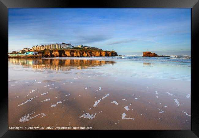 Early light at Perranporth Beach Framed Print by Andrew Ray