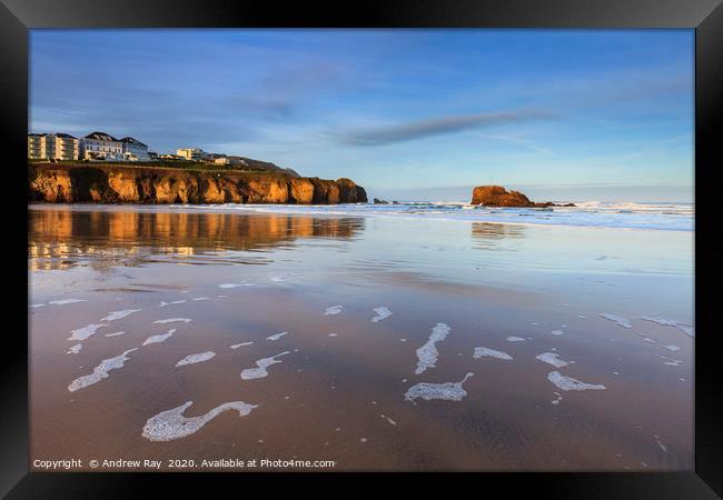 Morning at Perranporth Framed Print by Andrew Ray