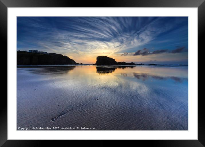 Sunset behind Chapel Rock Framed Mounted Print by Andrew Ray