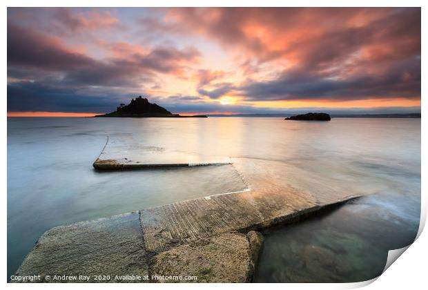 Slipway at sunset (St Michael's Mount) Print by Andrew Ray