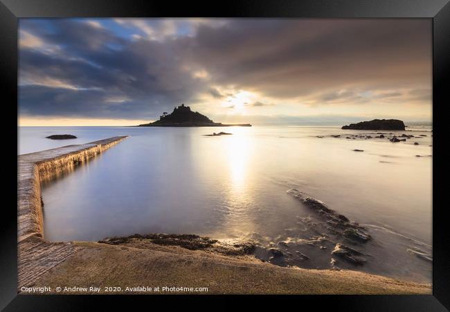 Into the light (St Michael's Mount) Framed Print by Andrew Ray