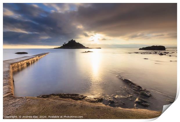 Into the light (St Michael's Mount) Print by Andrew Ray