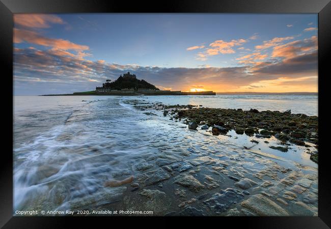 Sunset from the Causeway (St Michael's Mount) Framed Print by Andrew Ray