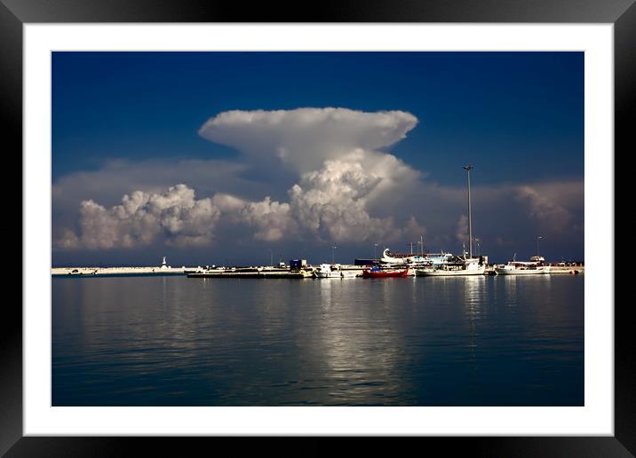 Zakynthos Harbour Cloudscape Framed Mounted Print by Jeremy Hayden