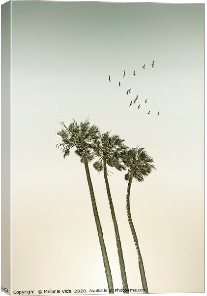 Vintage palm trees at sunset Canvas Print by Melanie Viola