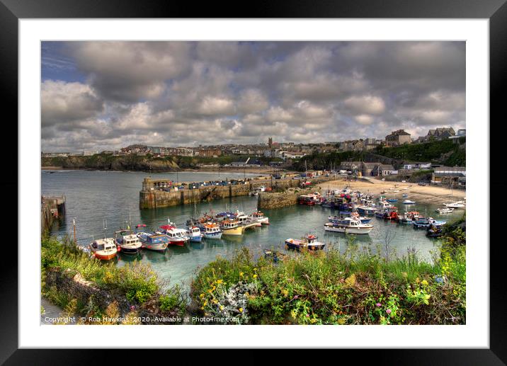Newquay Harbour Vista Framed Mounted Print by Rob Hawkins