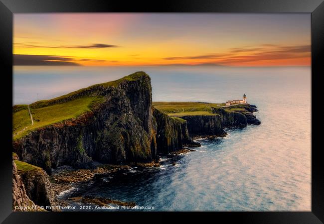 Neist Point at sunset, Isle of Skye. Framed Print by Phill Thornton