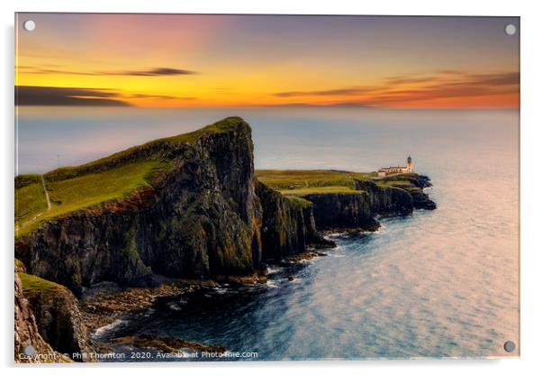 Neist Point at sunset, Isle of Skye. Acrylic by Phill Thornton