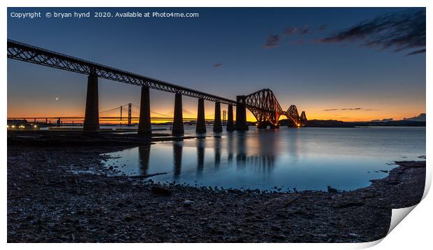 The Bridge After Sunset  Print by bryan hynd