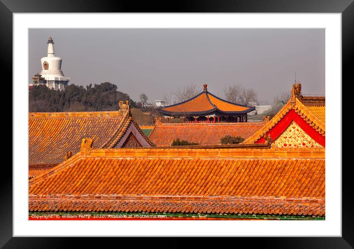 Beihai Stupa Forbidden City Gugong Beijing China Framed Mounted Print by William Perry