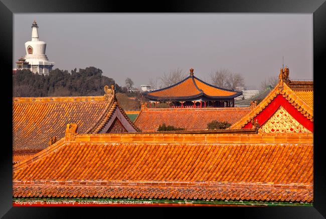 Beihai Stupa Forbidden City Gugong Beijing China Framed Print by William Perry