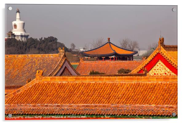 Beihai Stupa Forbidden City Gugong Beijing China Acrylic by William Perry