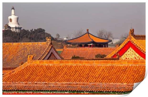 Beihai Stupa Forbidden City Gugong Beijing China Print by William Perry