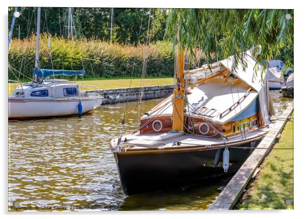 Traditional wooden sailing boat, Norfolk Broads Acrylic by Chris Yaxley