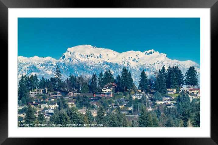 Snow Capped Mountains Bellevue Washington Framed Mounted Print by William Perry