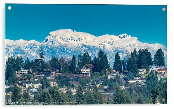 Snow Capped Mountains Bellevue Washington Acrylic by William Perry