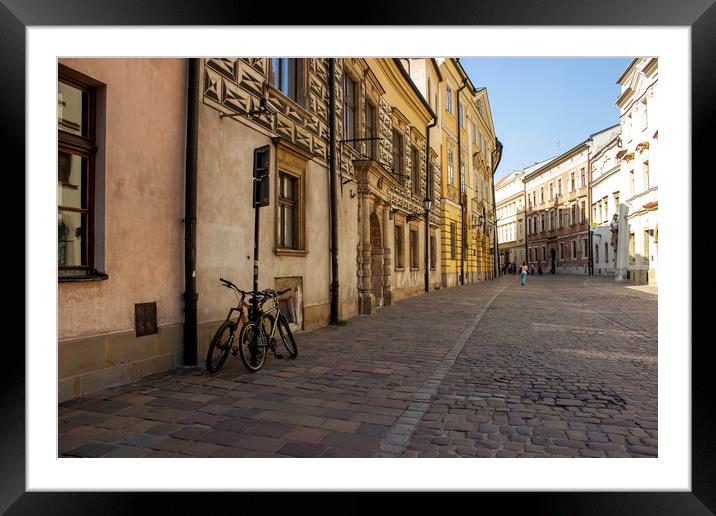 A Bicycle and European architecture street view in Framed Mounted Print by Arpan Bhatia