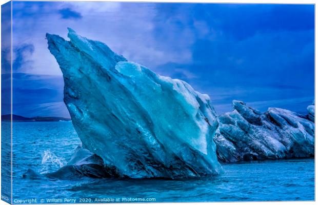 Blue Iceberg Jokulsarlon Glacier Lagoon Iceland Canvas Print by William Perry