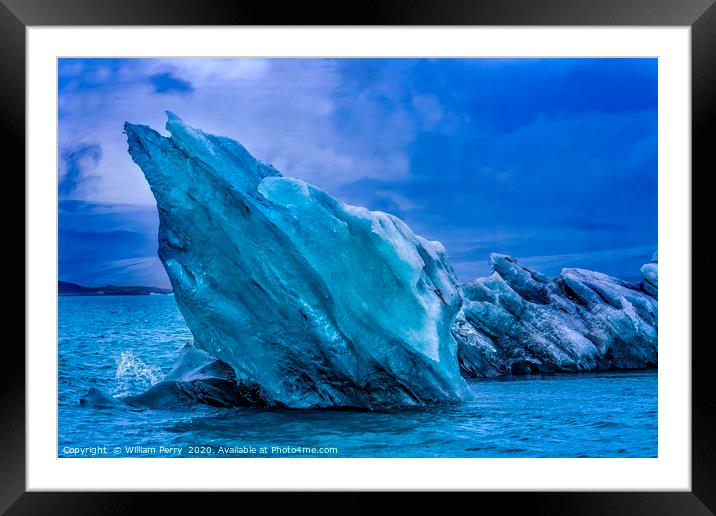 Blue Iceberg Jokulsarlon Glacier Lagoon Iceland Framed Mounted Print by William Perry