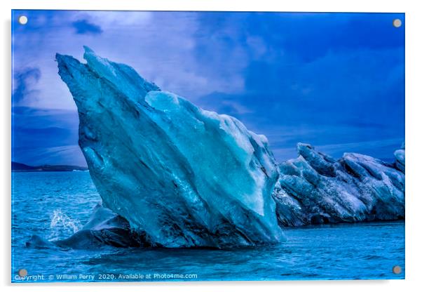 Blue Iceberg Jokulsarlon Glacier Lagoon Iceland Acrylic by William Perry