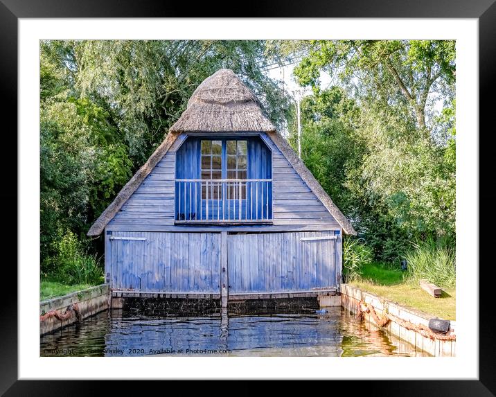 Wooden boat shed on the Norfolk Broads Framed Mounted Print by Chris Yaxley