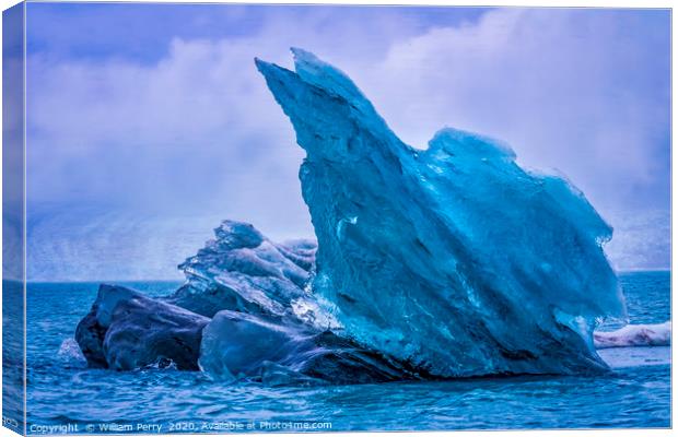 Blue Large Iceberg Jokulsarlon Glacier Lagoon Iceland Canvas Print by William Perry