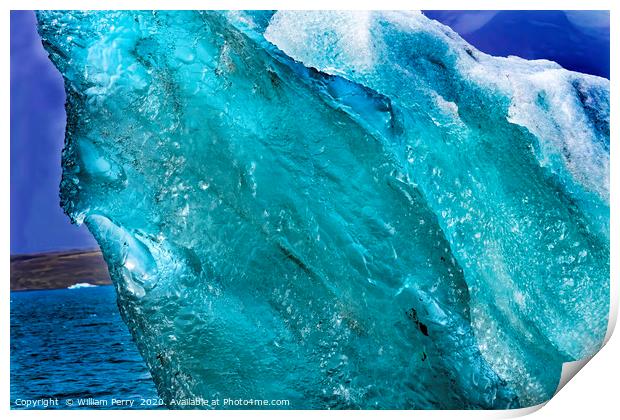 Blue Large Iceberg Jokulsarlon Glacier Lagoon Iceland Print by William Perry