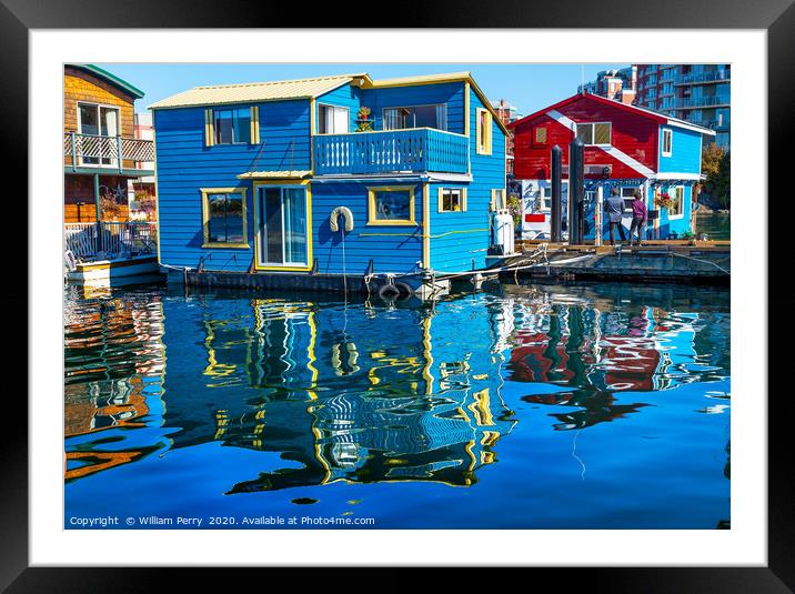 Floating Home Village Fisherman's Wharf Victoria C Framed Mounted Print by William Perry