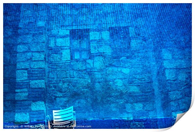 Blue Water Reflection Abstract Oaxaca Mexico Print by William Perry