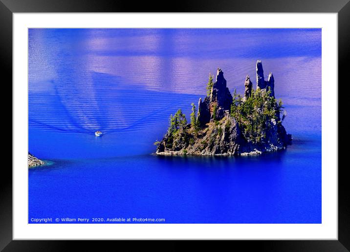 Phantom Ship Island Crater Lake Oregon Framed Mounted Print by William Perry