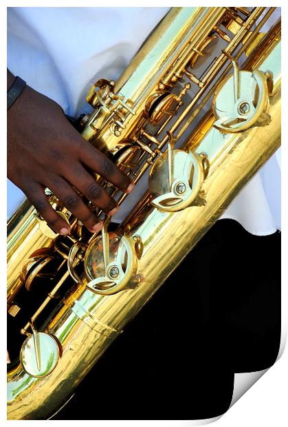 Saxophone player. Print by Dr.Oscar williams: PHD