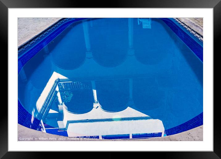 Blue Water Reflection Abstract Oaxaca Mexico Framed Mounted Print by William Perry