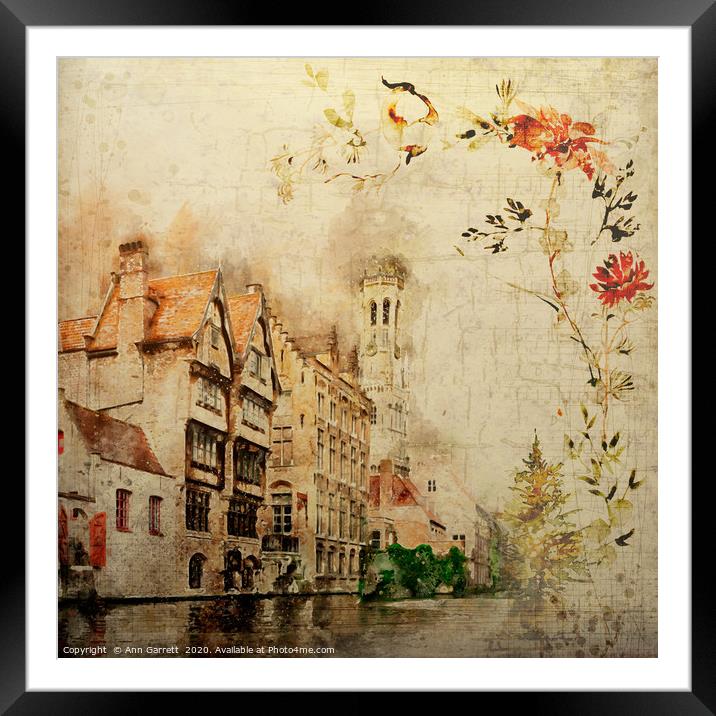 Vintage Bruges Framed Mounted Print by Ann Garrett