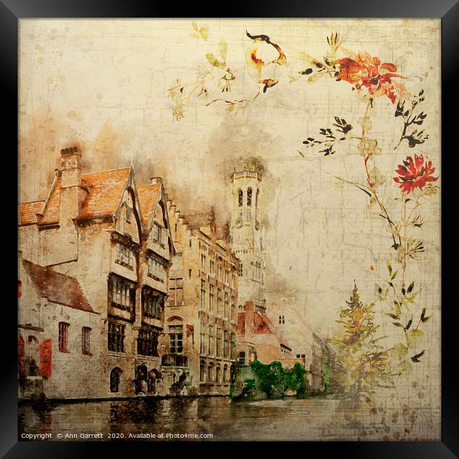 Vintage Bruges Framed Print by Ann Garrett
