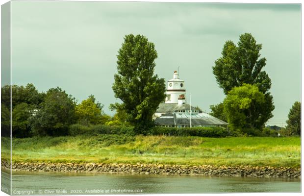 View of West Nene Lighthouse at Sutton Bridge, Lin Canvas Print by Clive Wells