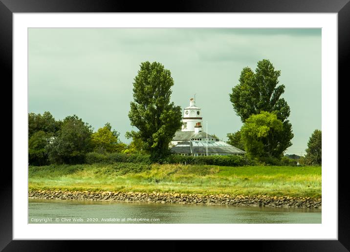View of West Nene Lighthouse at Sutton Bridge, Lin Framed Mounted Print by Clive Wells
