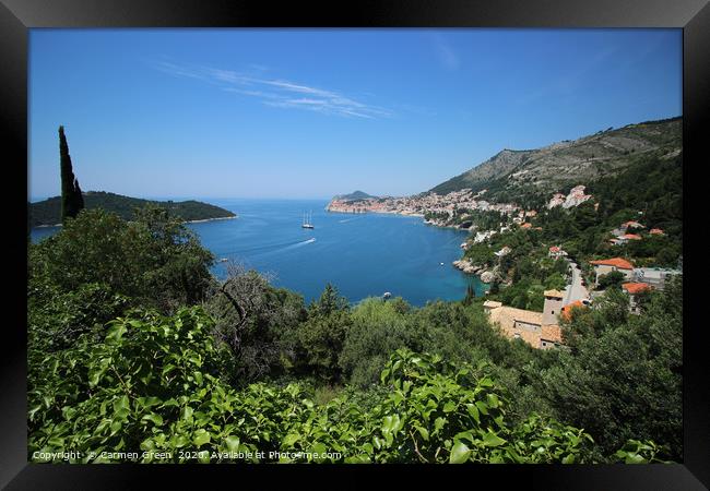 View over Dubrovnik and Lokrum island, Croatia  Framed Print by Carmen Green