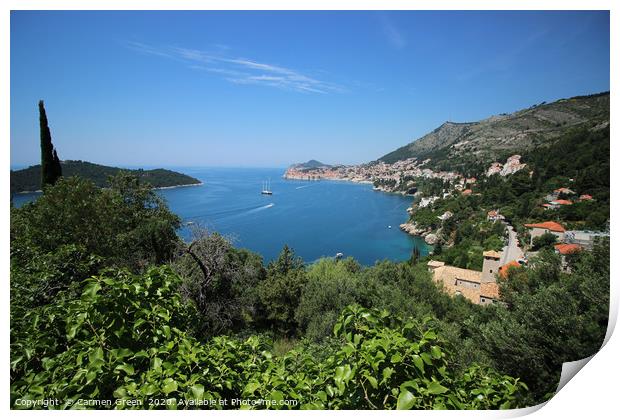 View over Dubrovnik and Lokrum island, Croatia  Print by Carmen Green