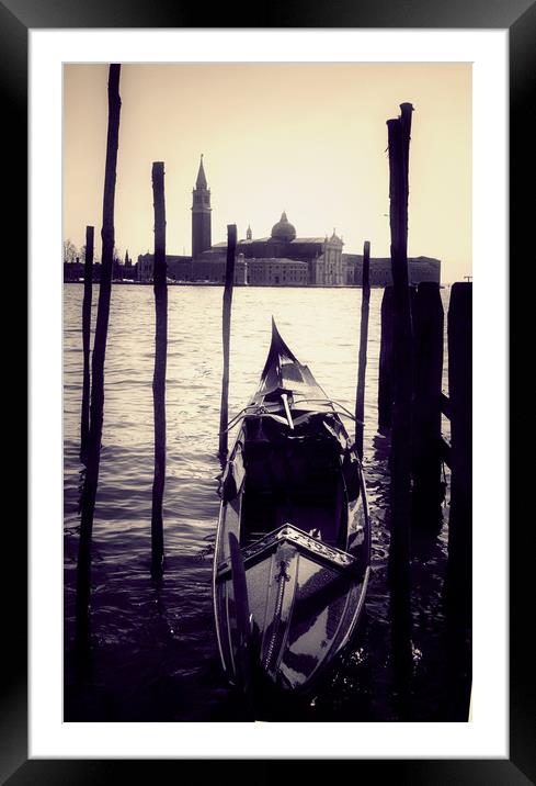   Venice,  gondola in front of San Giorgio island Framed Mounted Print by Luisa Vallon Fumi