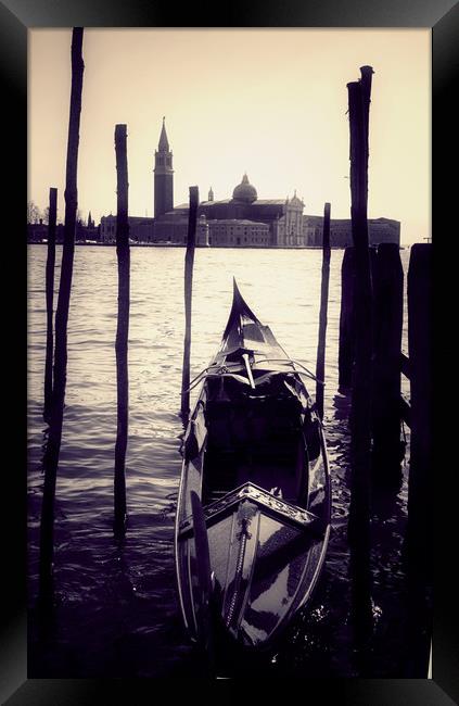   Venice,  gondola in front of San Giorgio island Framed Print by Luisa Vallon Fumi