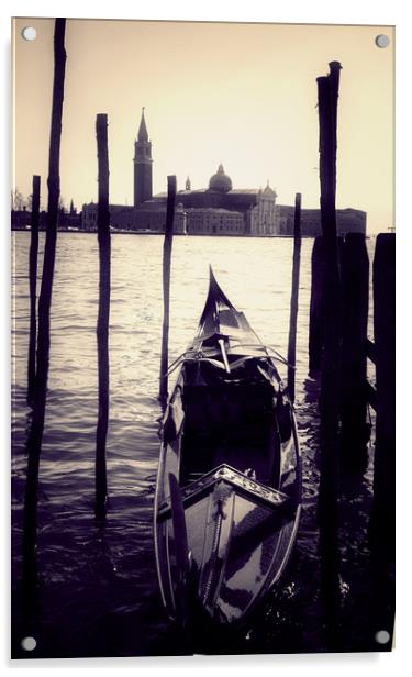   Venice,  gondola in front of San Giorgio island Acrylic by Luisa Vallon Fumi