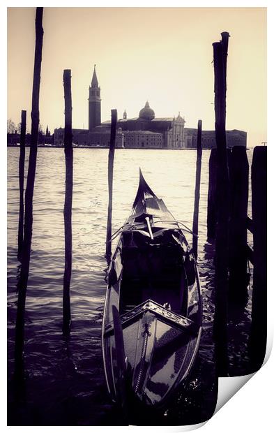  Venice,  gondola in front of San Giorgio island Print by Luisa Vallon Fumi
