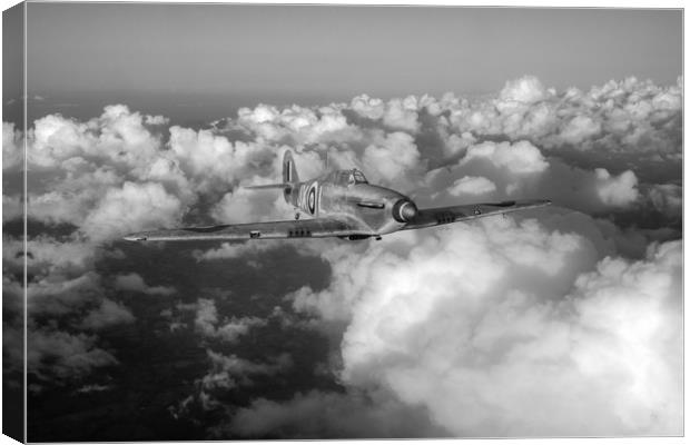 RAF Hurricane JX-L in flight B&W version Canvas Print by Gary Eason