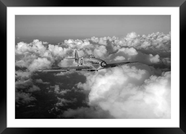 RAF Hurricane JX-L in flight B&W version Framed Mounted Print by Gary Eason