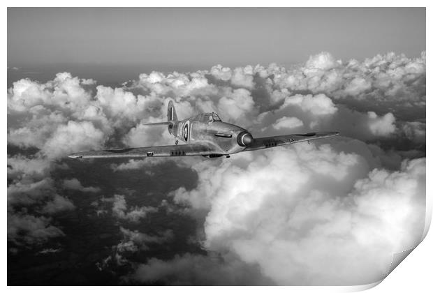 RAF Hurricane JX-L in flight B&W version Print by Gary Eason