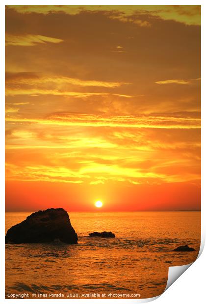Sunset at the sea Print by Ines Porada