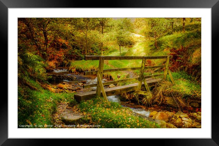 Autumn Hike Bridge Framed Mounted Print by Jan Venter