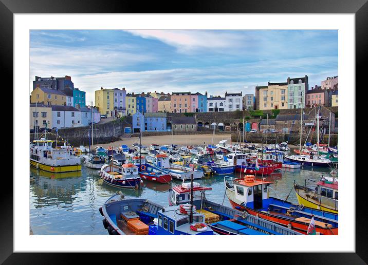 Tenby Harbour Colours Framed Mounted Print by Jeremy Hayden