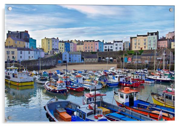Tenby Harbour Colours Acrylic by Jeremy Hayden